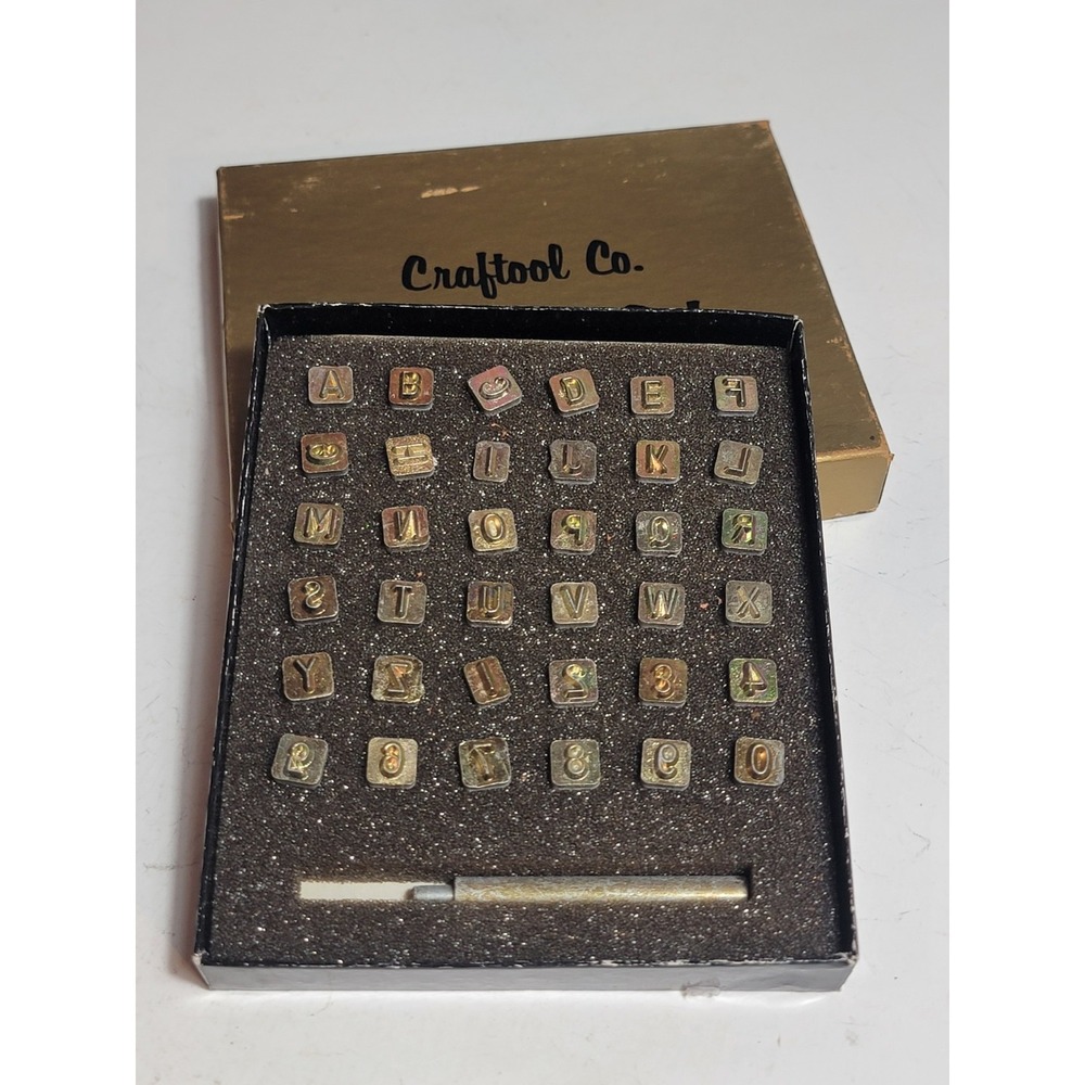 Vintage Craftool Co Alphabet Numbers Leather Crafting Stamps 1/4 Set 8137 USA